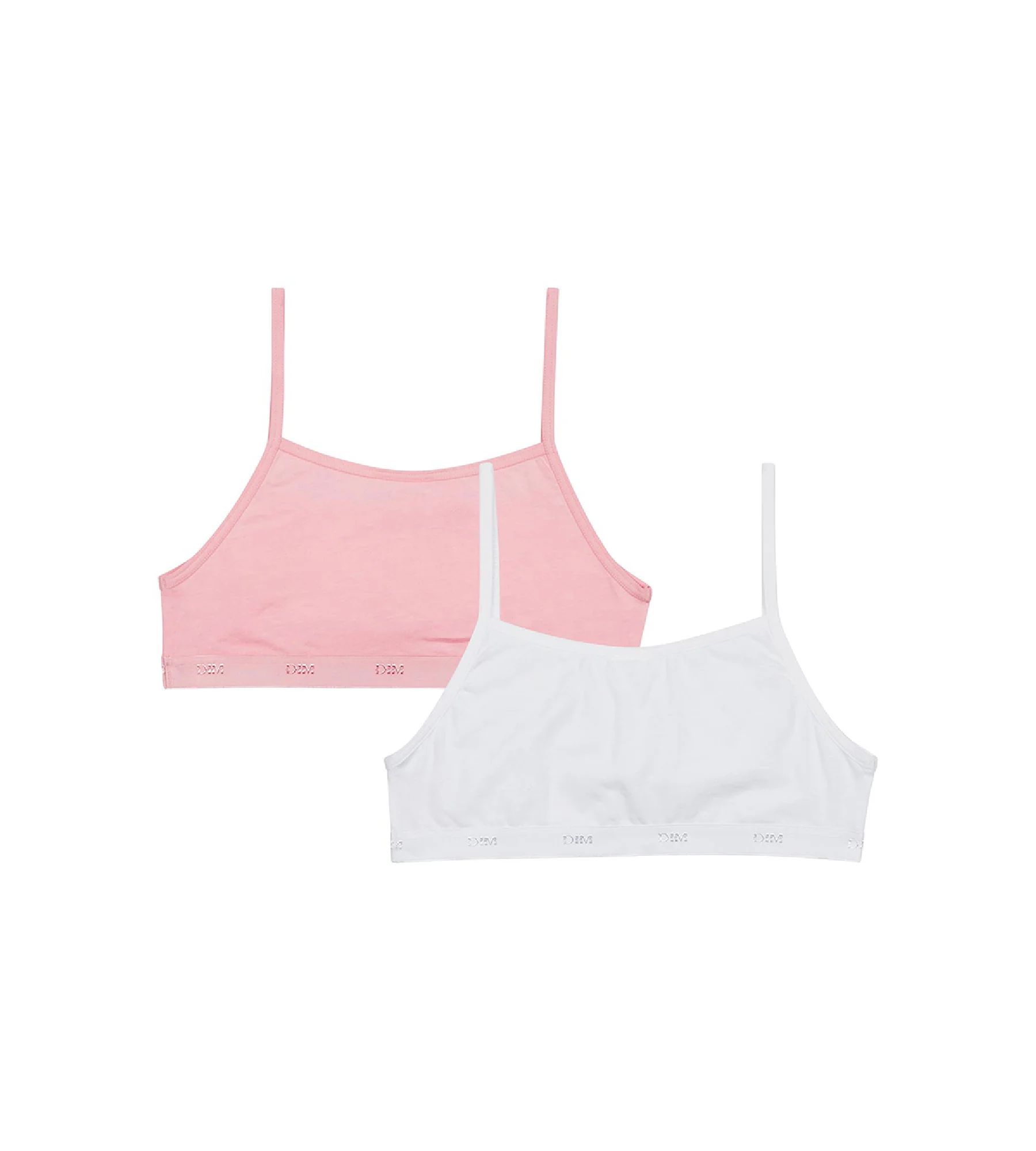 Lot de 2 brassières filles coton stretch Rose Blanc Les Pockets Ecodim - Image 2